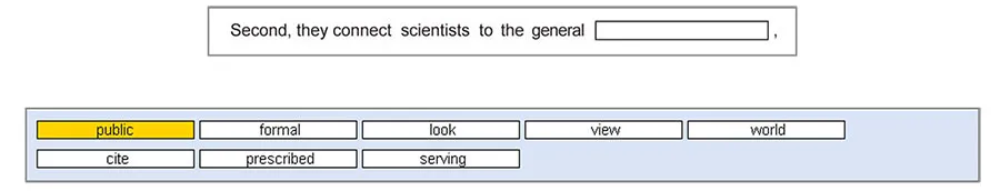 Example of collocation — 'the general public' fits the blank in the sentence with the word bank below
