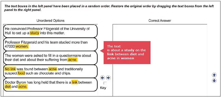 Reorder Paragraphs — read all boxes first to find the overall topic